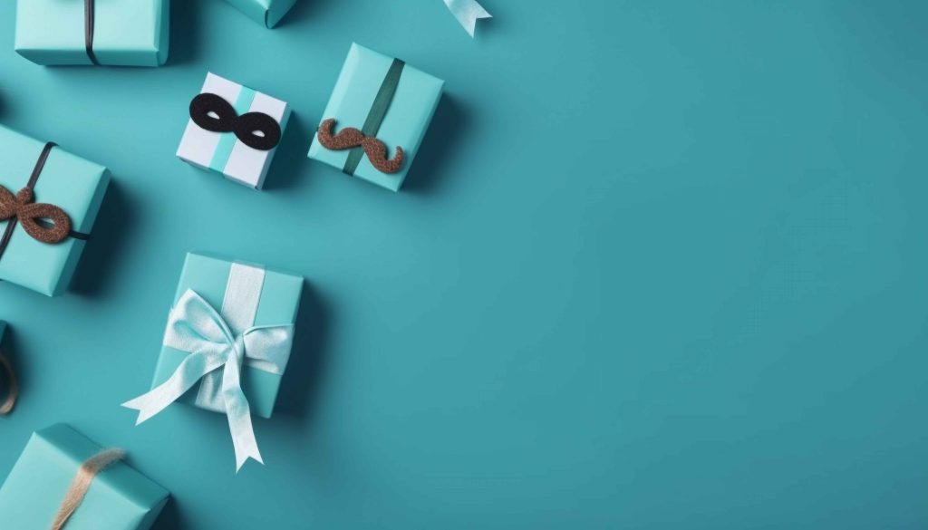 Abstract winter background with gift decoration shapes generated by AI